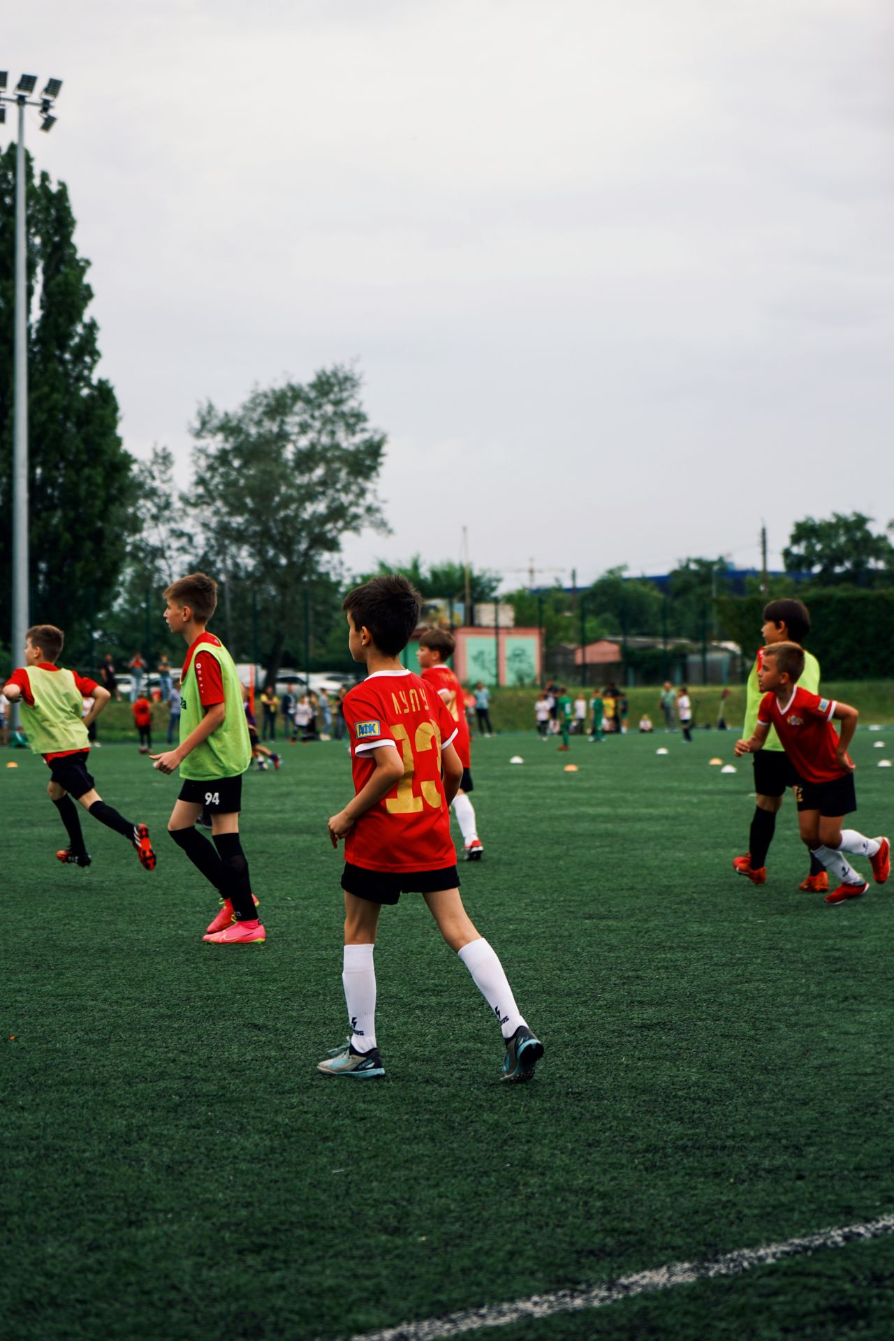 Youth football match in progress